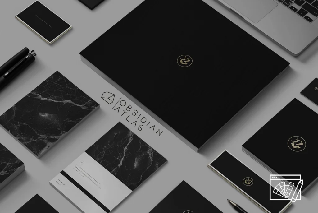 A cohesive brand presentation including logo, business cards, and website mockups done by Obsidian Atlas.