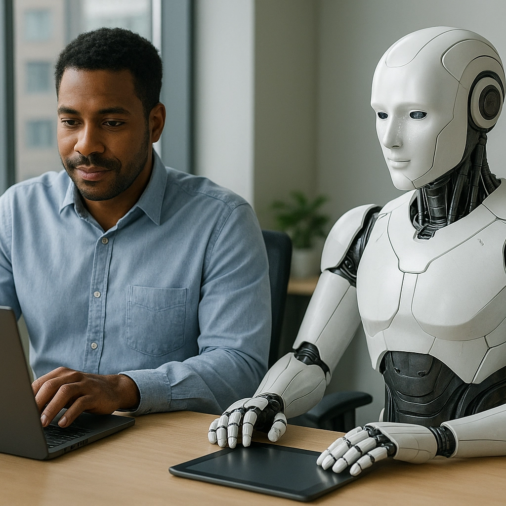 A person being helped by an AI agent to find results online.